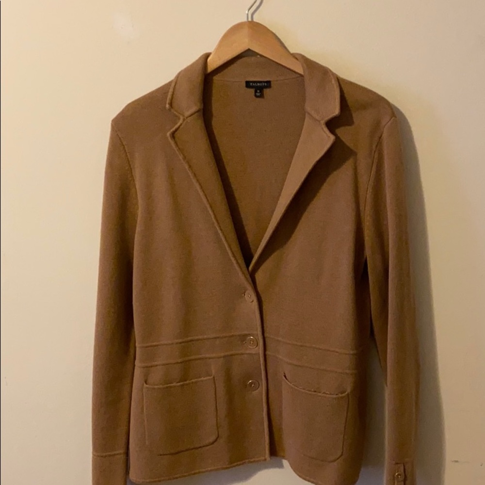 Talbots Camel knit jacket.